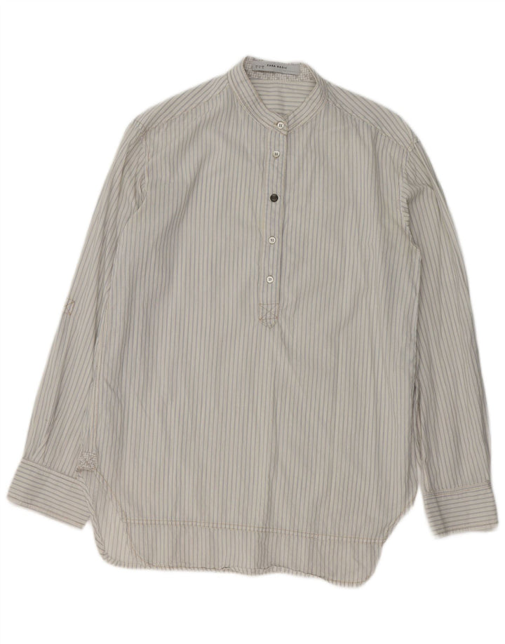 Pulôver feminino Zara UK 18 XL algodão listrado branco