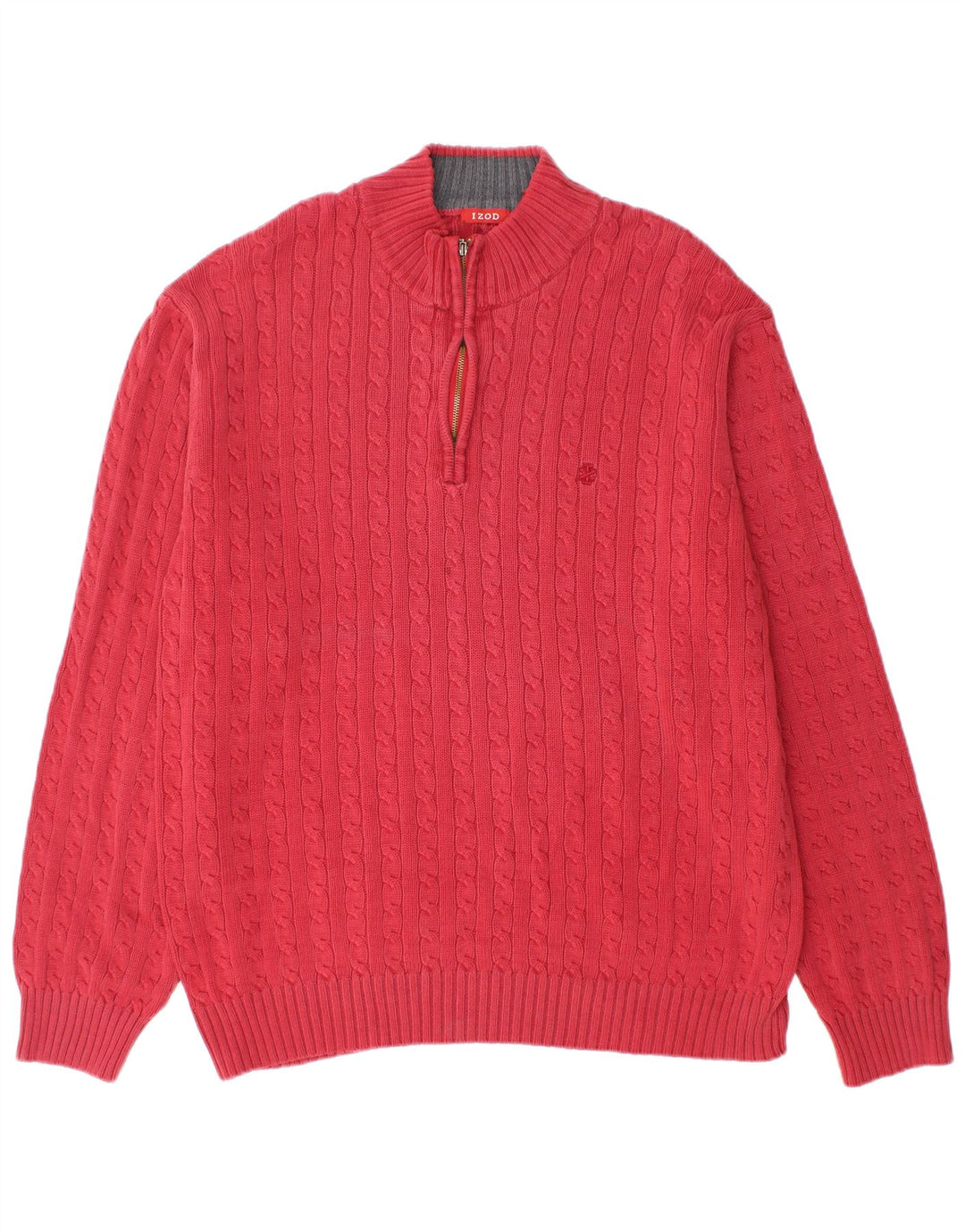 Suéter masculino Izod com zíper e gola XL vermelho