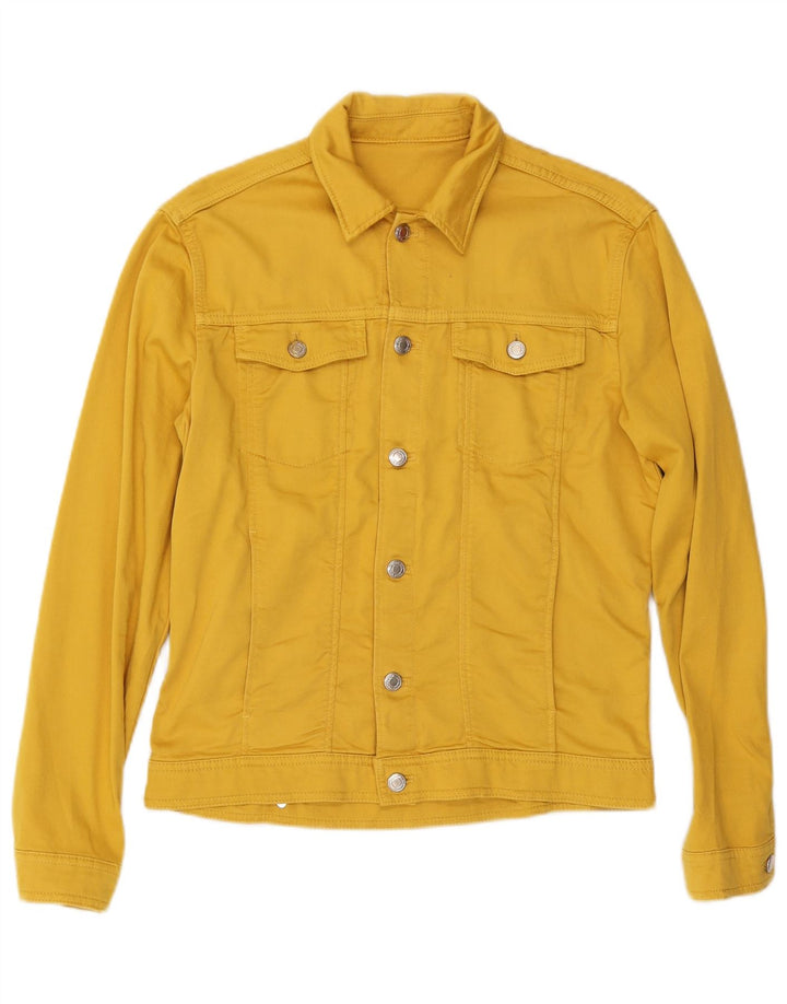 Jaqueta jeans masculina Zara UK 36 pequeno algodão amarelo