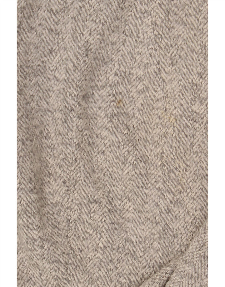 Sobretudo feminino Zara UK 12 poliéster espinha de peixe bege médio