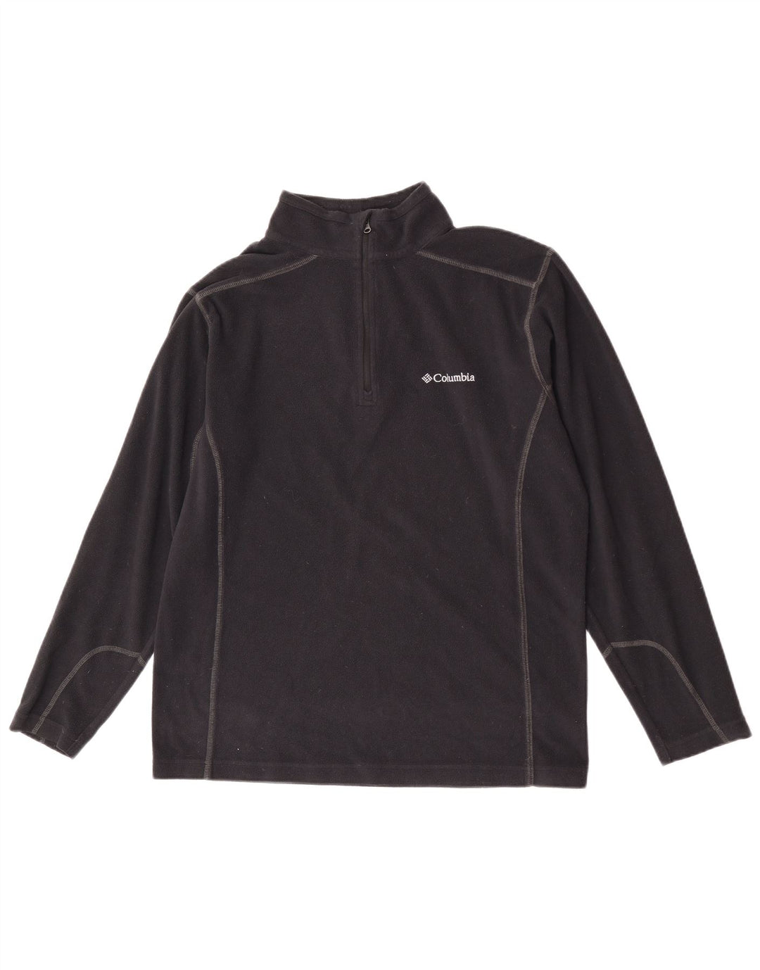 Suéter de lã Columbia masculino com zíper e gola média preto poliéster