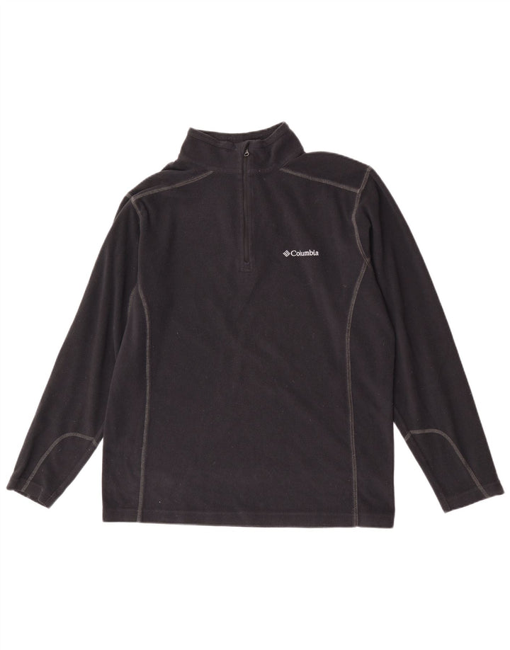 Suéter de lã Columbia masculino com zíper e gola média preto poliéster