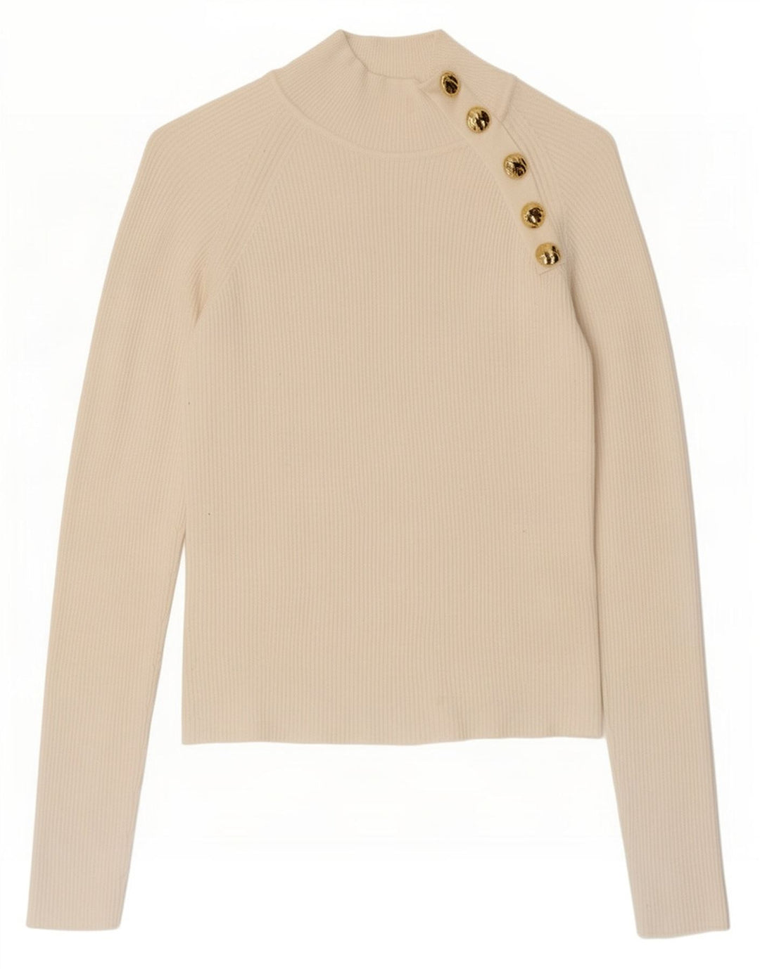 Top feminino Zara manga comprida UK 12 médio off white viscose