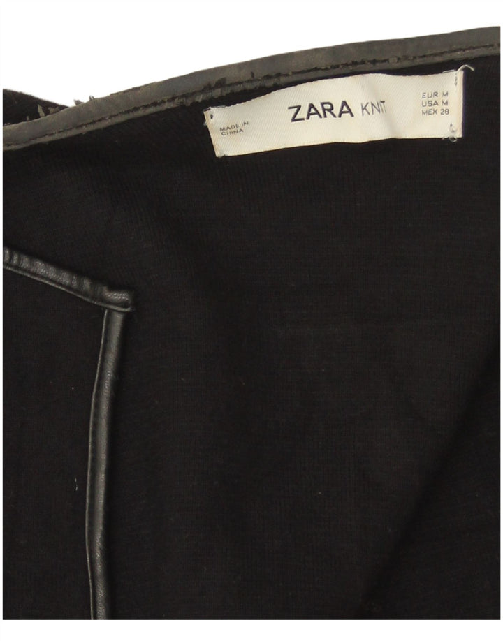 Suéter cardigã aberto Zara Longline feminino Reino Unido 14 médio preto