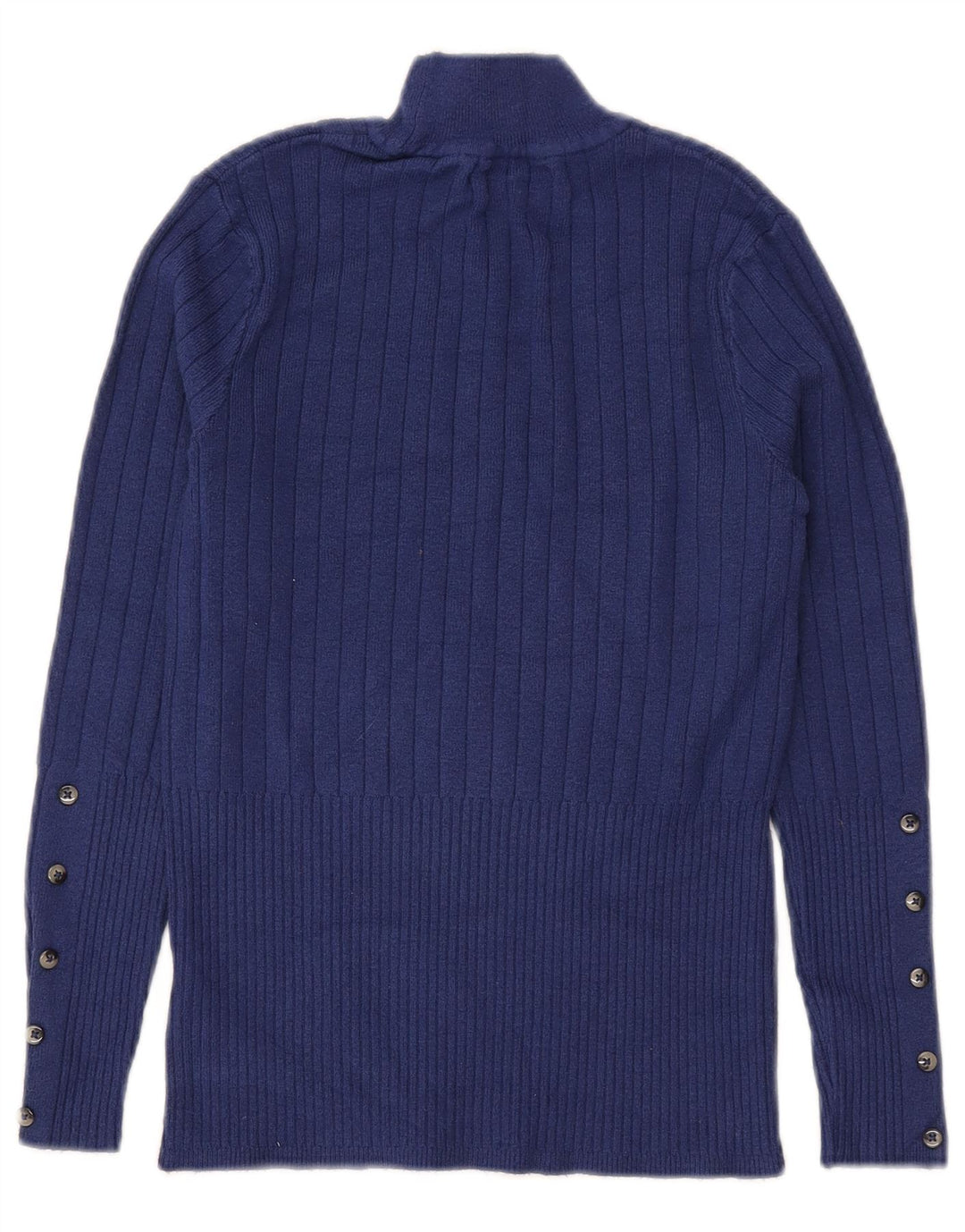 Suéter feminino Marks & Spencer com gola tartaruga e viscose azul pequena Reino Unido 10