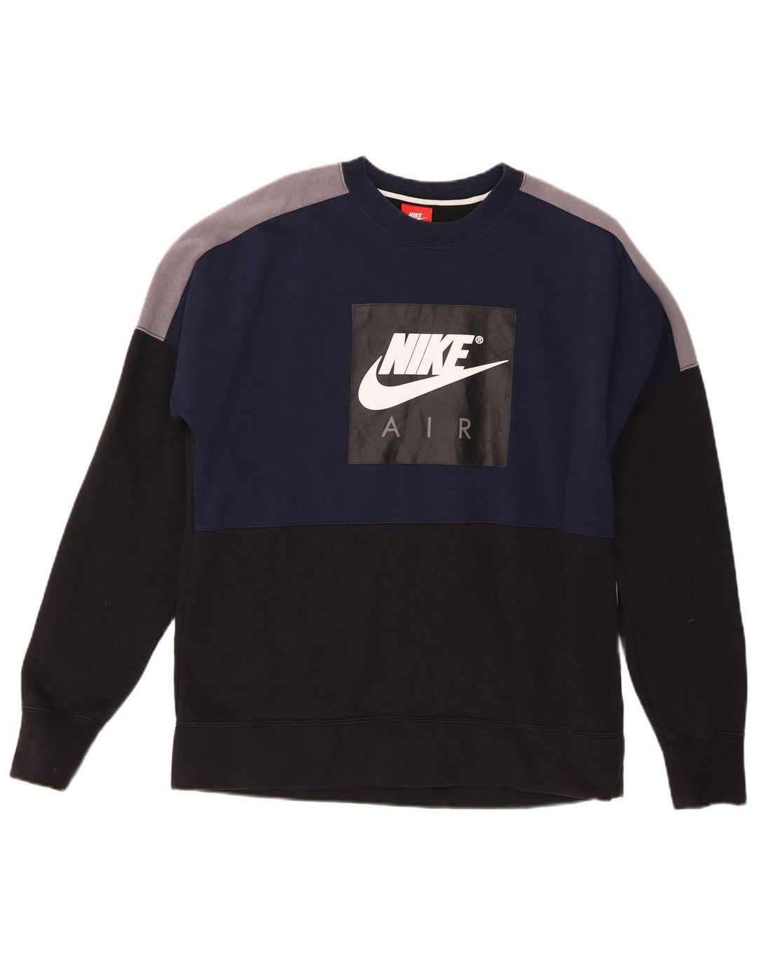 Moletom gráfico masculino Nike Jumper médio azul marinho algodão colorblock