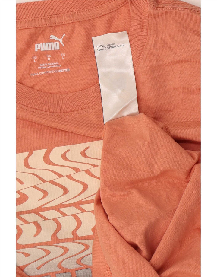 Puma Mens Graphic T-Shirt Top Grande Algodão Laranja