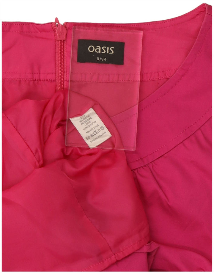 Vestido bainha feminino OASIS UK 8 pequeno algodão rosa