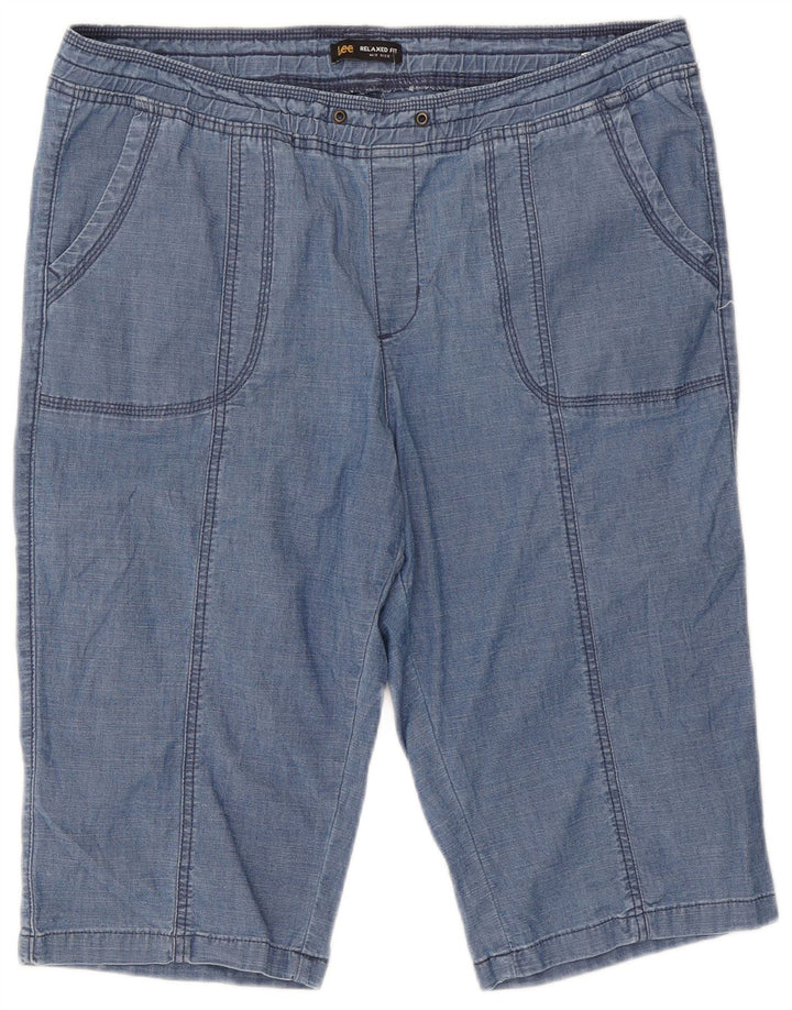 Bermuda feminina Lee com ajuste relaxado e cintura média Reino Unido 16 2XL W38 algodão azul