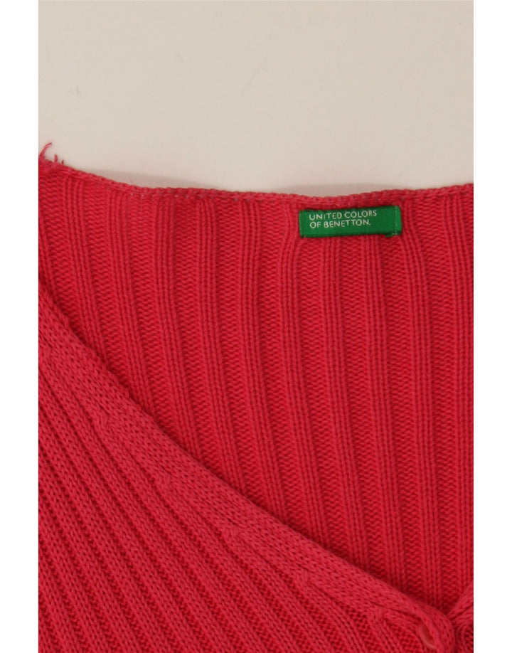 BENETTON Womens Cardigan Sweater UK 18 XL Pink Cotton Vintage Benetton and Second-Hand Benetton from Messina Hembry 