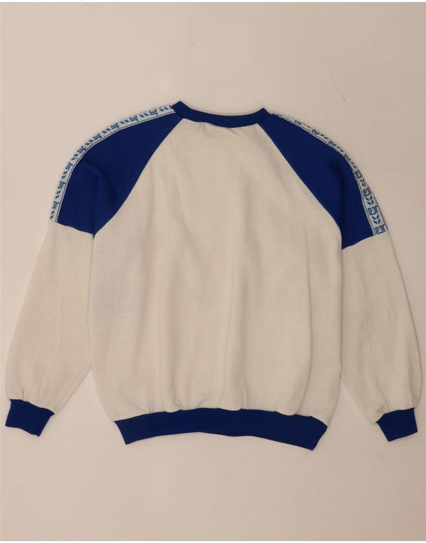 Moletom gráfico masculino vintage Jumper XL branco colorblock