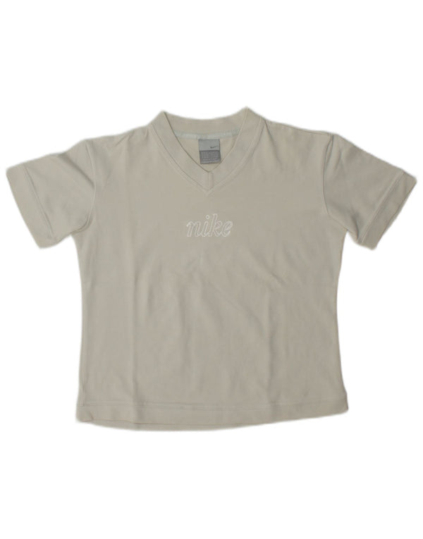 Camiseta Nike Feminina Crop Graphic Top UK 8/10 Pequeno Algodão Cinza