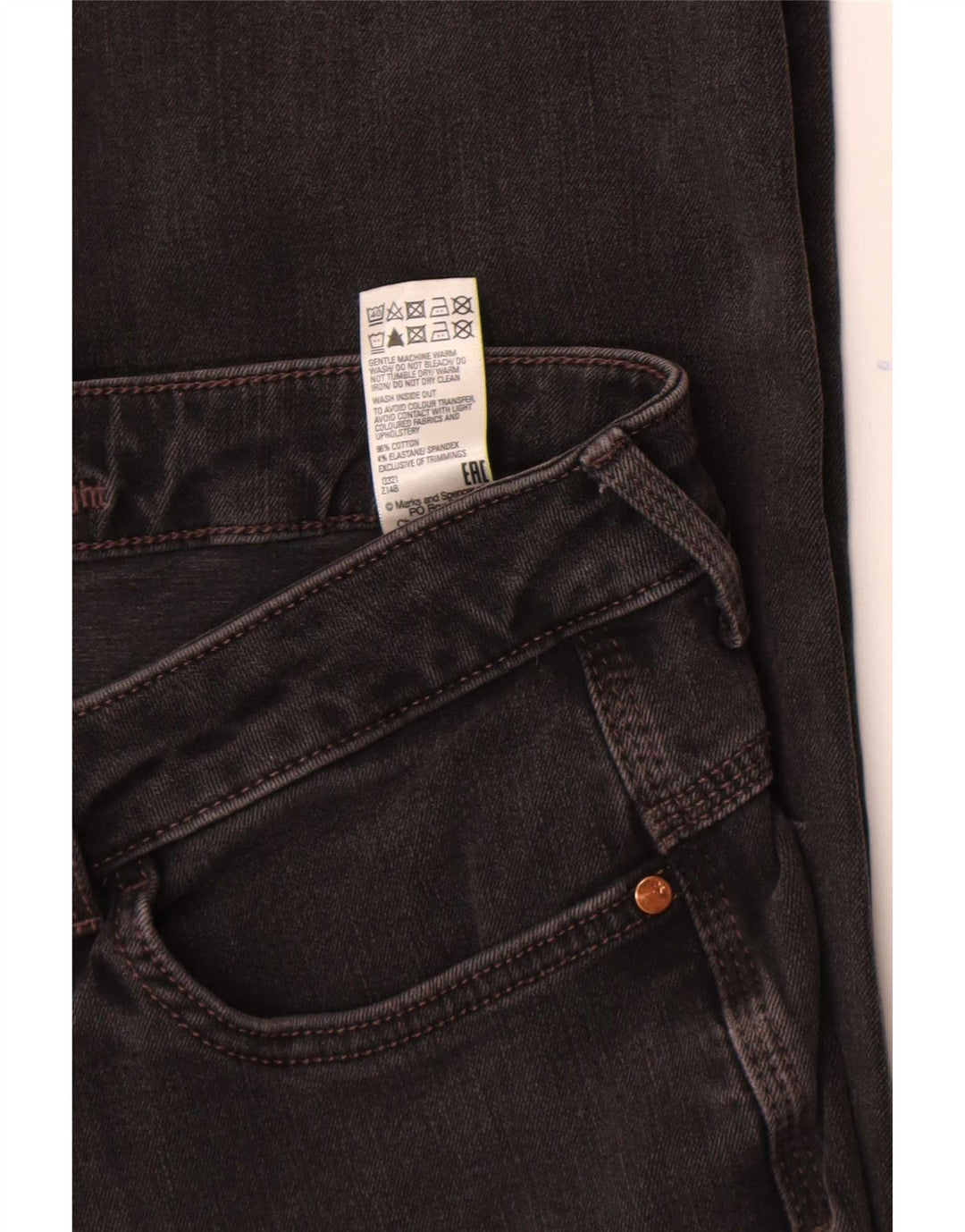 Jeans Marks & Spencer feminino slim UK 12 médio W30 L28 algodão preto
