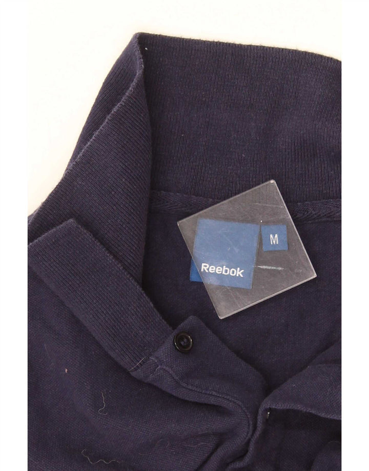Camisa polo masculina Reebok de manga comprida médio algodão azul marinho