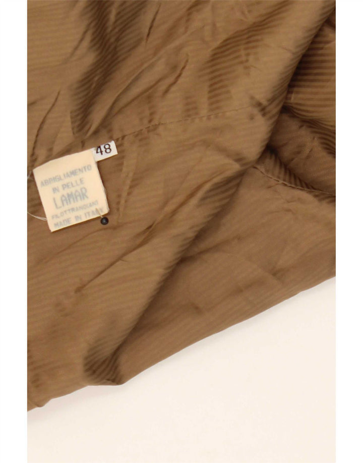 Jaqueta blazer masculina vintage de camurça com 4 botões IT 48 couro marrom médio