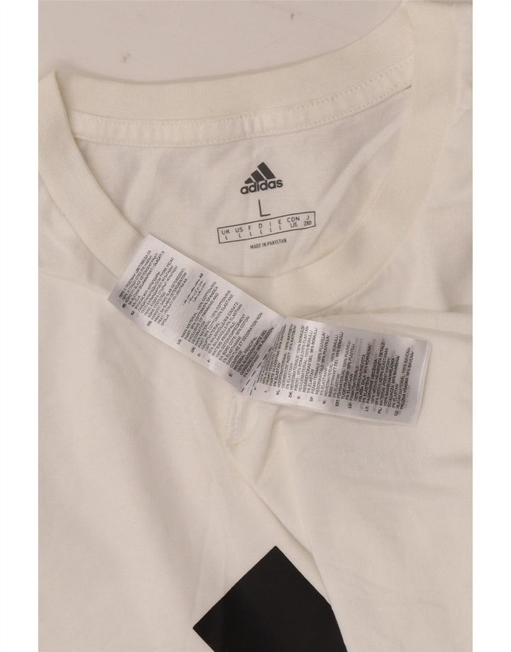 ADIDAS Mens Graphic T-Shirt Top Grande Algodão Branco