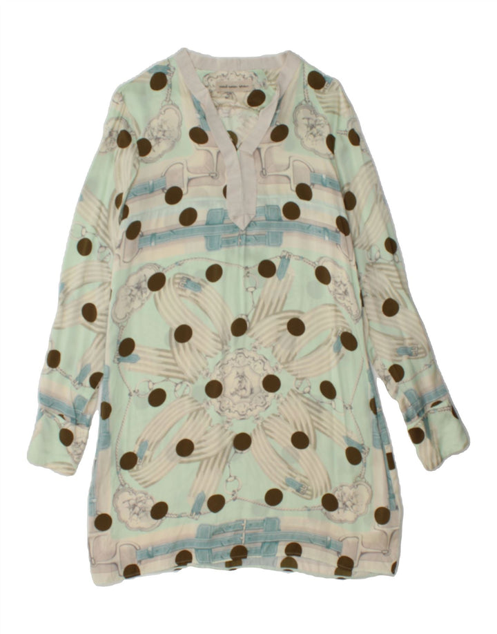 COAST Womens Long Sleeve A-Line Dress IT 46 Large Green Polka Dot Silk Vintage Coast and Second-Hand Coast from Messina Hembry 