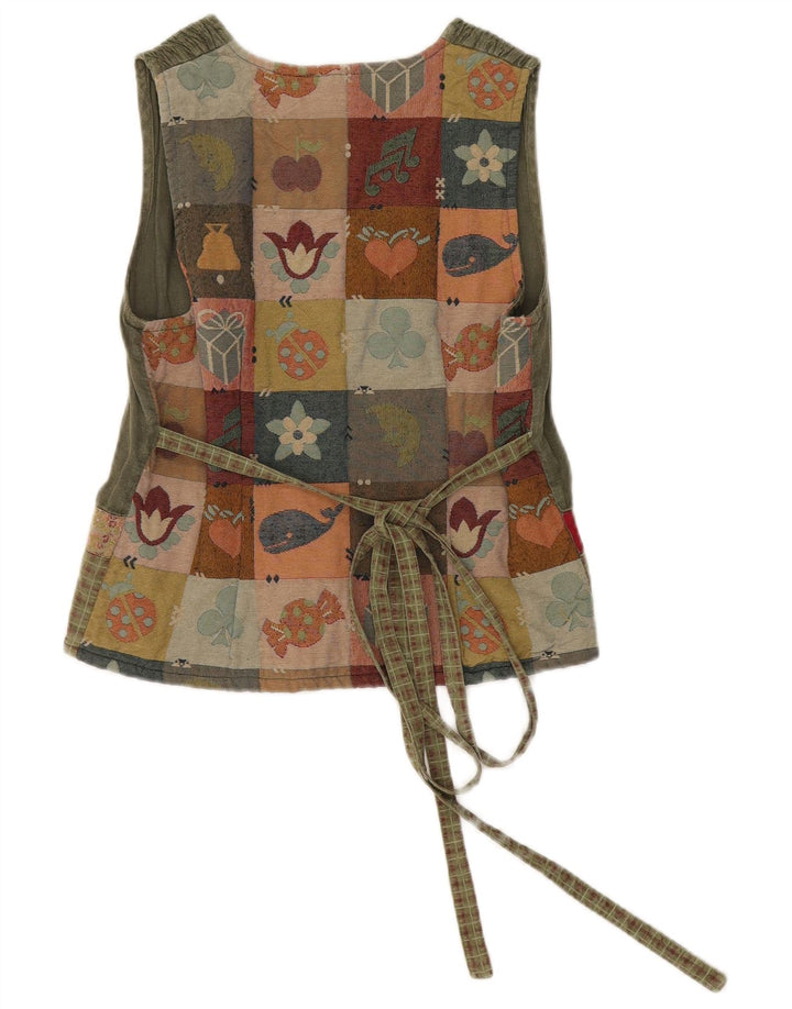 Blusa feminina vintage sem mangas IT 44 patchwork cáqui médio
