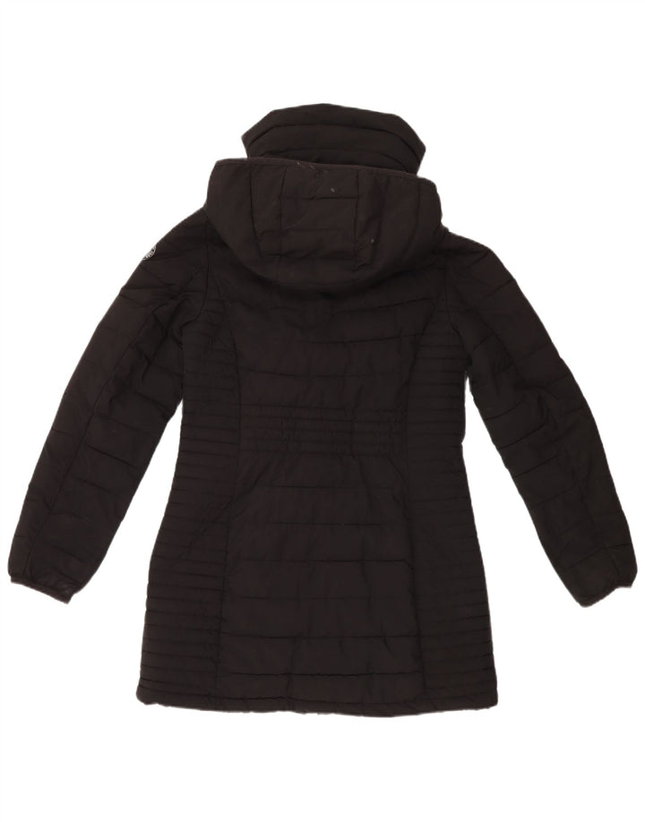 Casaco acolchoado com capuz feminino Dkny UK 10 pequeno poliéster preto