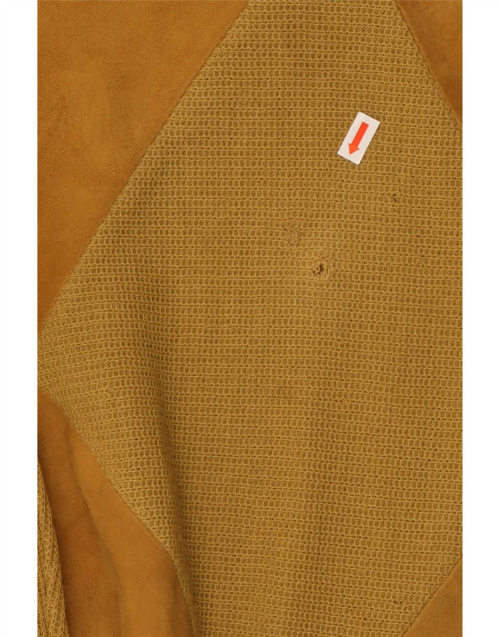 Suéter masculino de camurça com gola canoa De Pletrl médio bege argyle/diamante