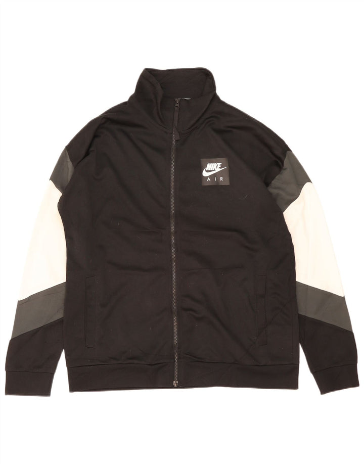 NIKE Mens Graphic Tracksuit Top Jacket Grande Preto Colorblock Poliéster