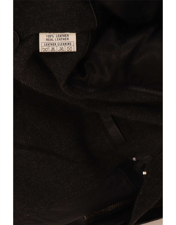 Jaqueta de couro masculina vintage UK 44 2XL preta