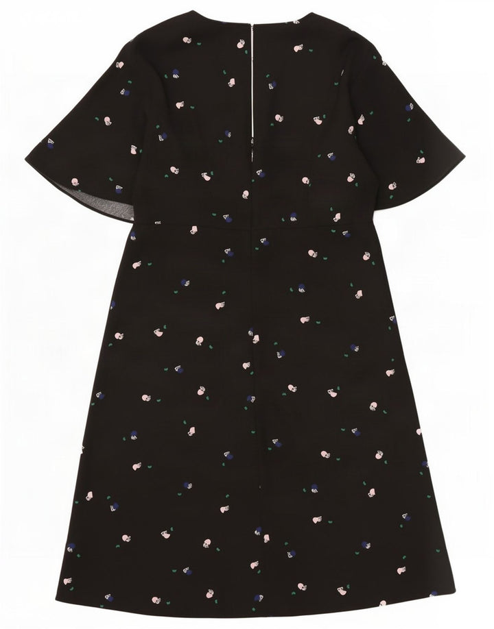 Vestido feminino Marks & Spencer com padrão abstrato linha A Reino Unido 10 pequeno preto