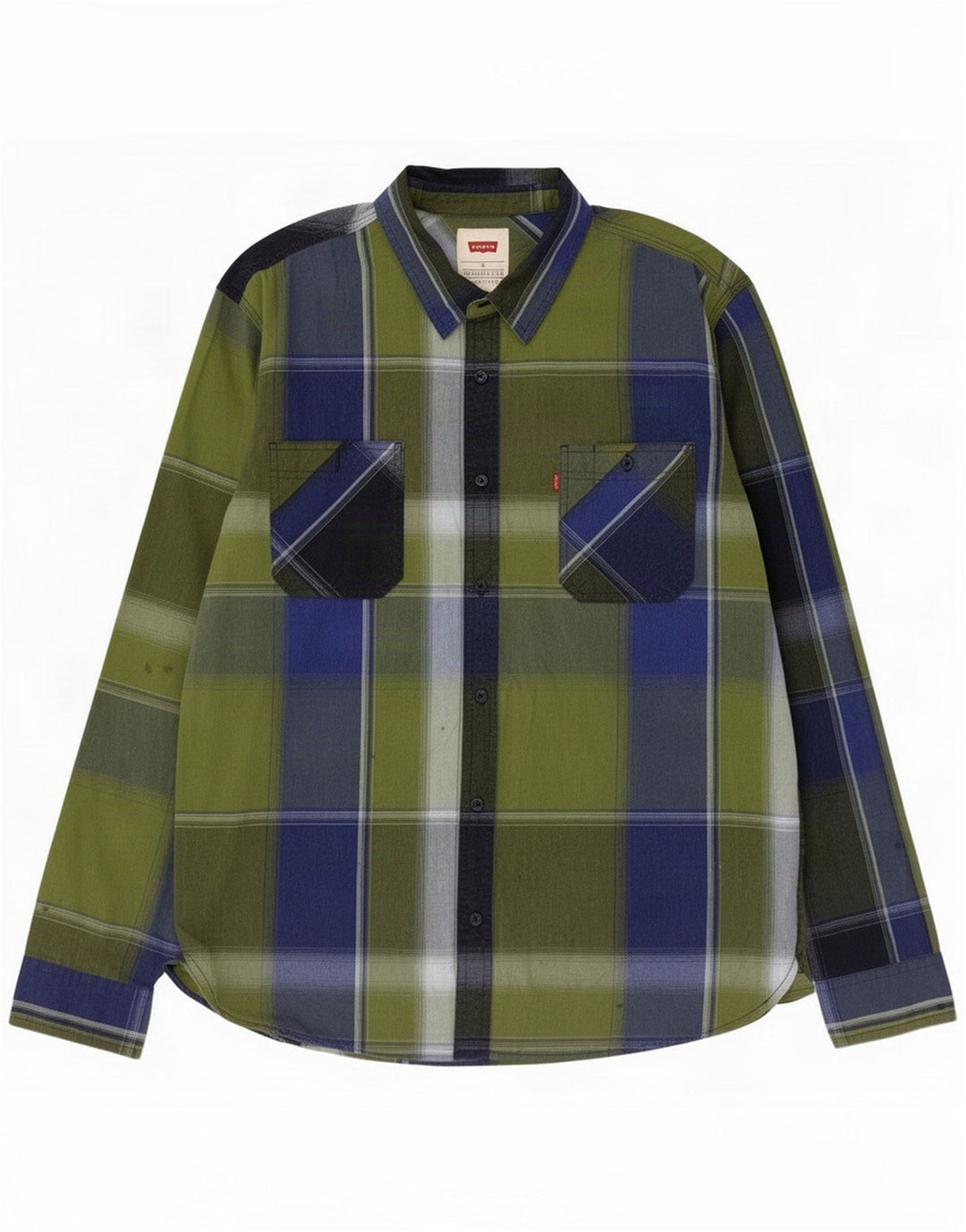 Levi's Camisa masculina XL algodão xadrez verde