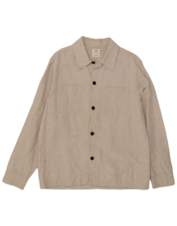 Camisa masculina Marks & Spencer linho bege médio