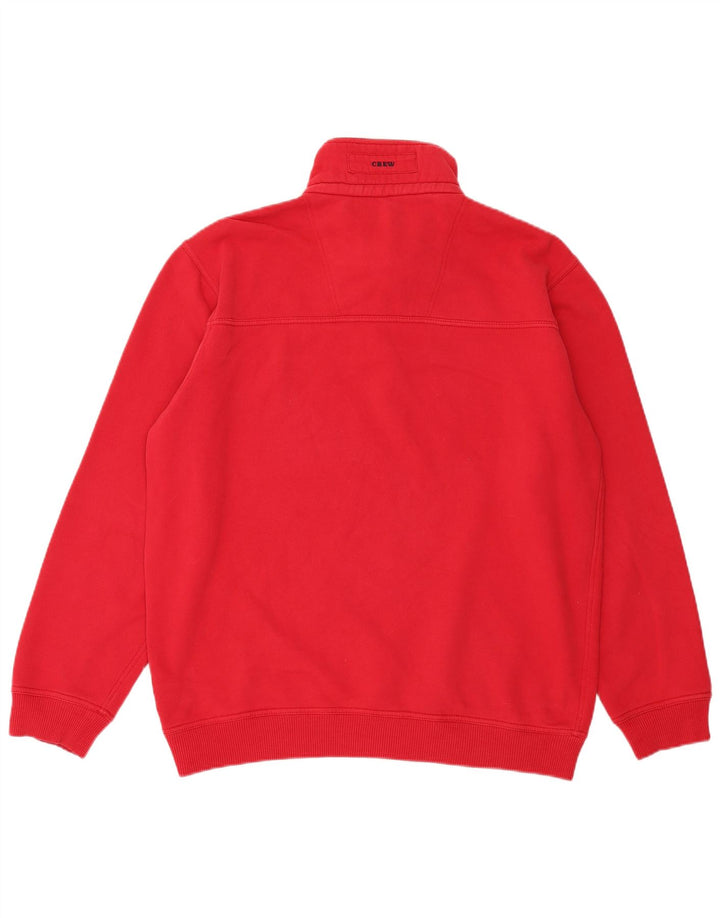 CREW CLOTHING Moletom masculino com zíper e gola alta de algodão vermelho