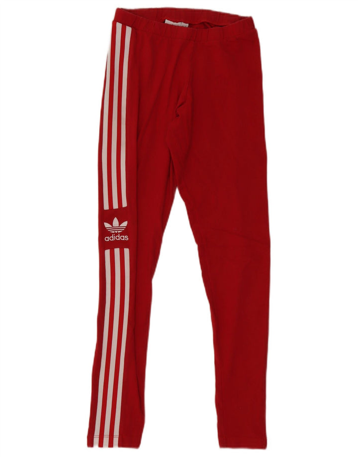Leggings Adidas Femininas Gráficas UK 8 Pequenas Algodão Vermelho