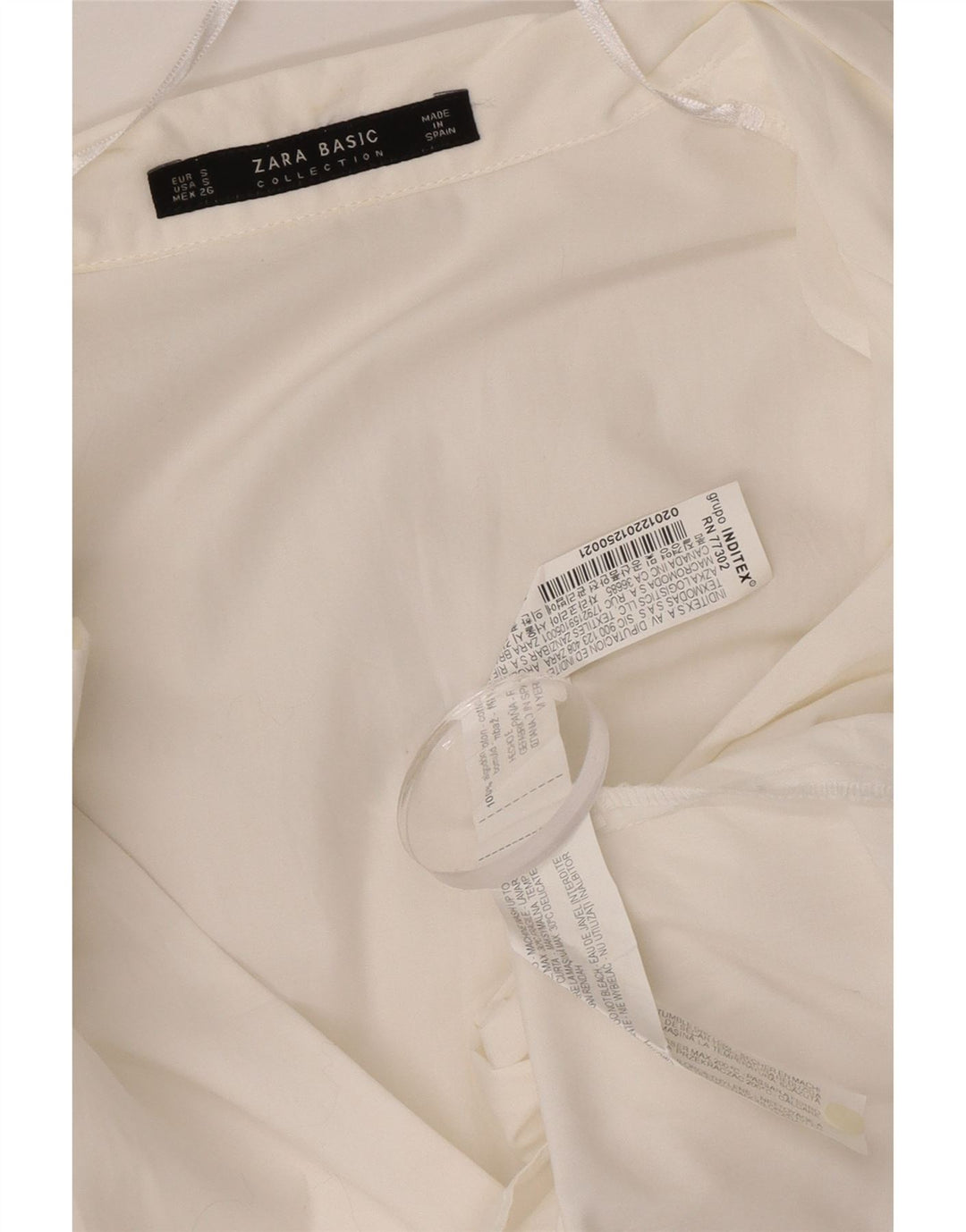 Vestido feminino Zara manga comprida, tamanho UK 10, pequeno, algodão branco