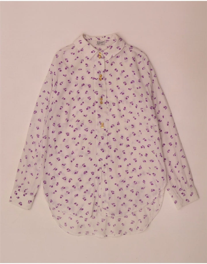 Primavera Firenze Womens Pullover Shirt Blouse UK 14 Medium White Floral