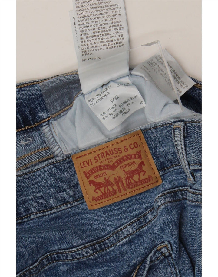 Shorts jeans clássico feminino Levi's W32 grande algodão azul