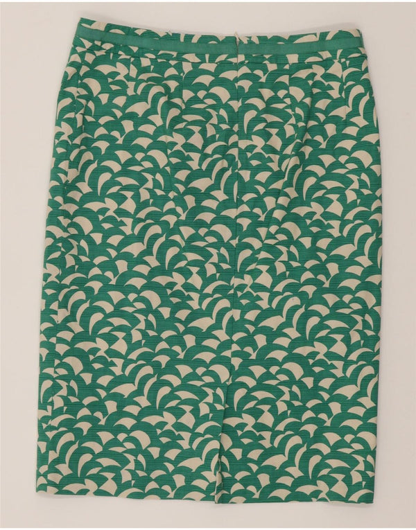 Boden Saia feminina com padrão abstrato reto Reino Unido 14 grande W32 algodão verde
