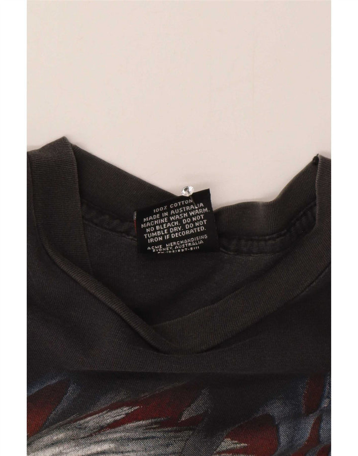 Camiseta gráfica masculina Harley Davidson 1990 Top cinza médio de algodão para motocicleta
