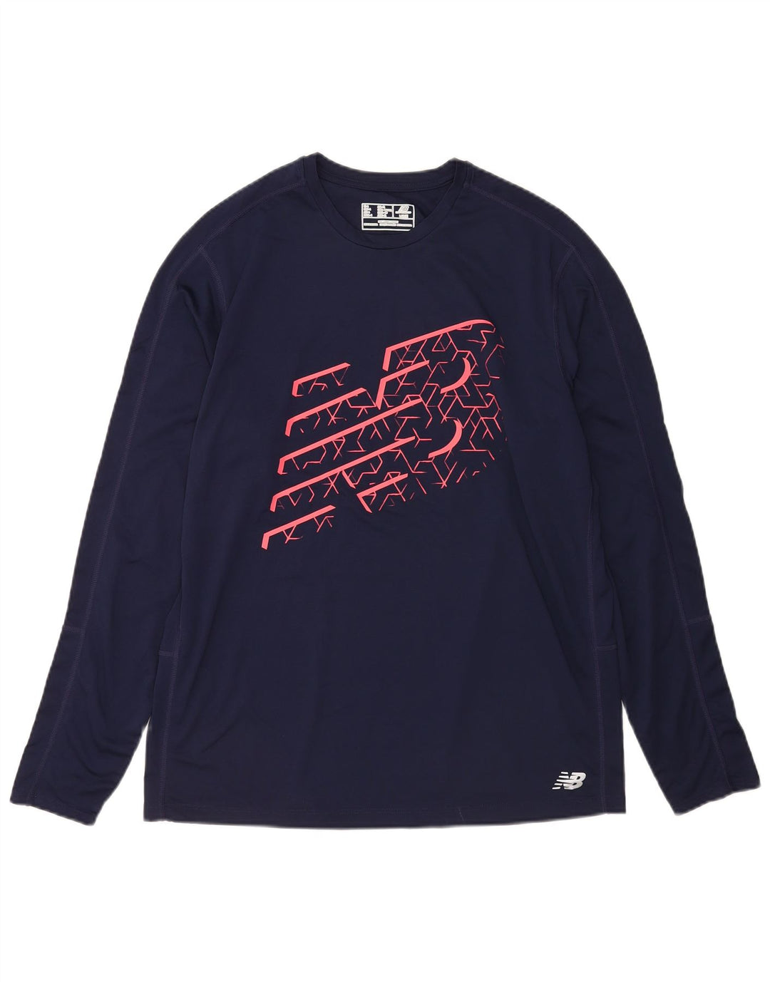 Top gráfico masculino New Balance manga comprida grande poliéster azul marinho