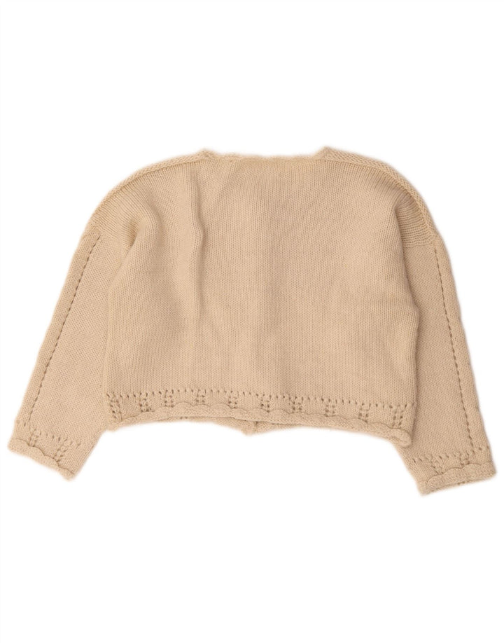 Suéter cardigã vintage feminino UK 14 bege médio