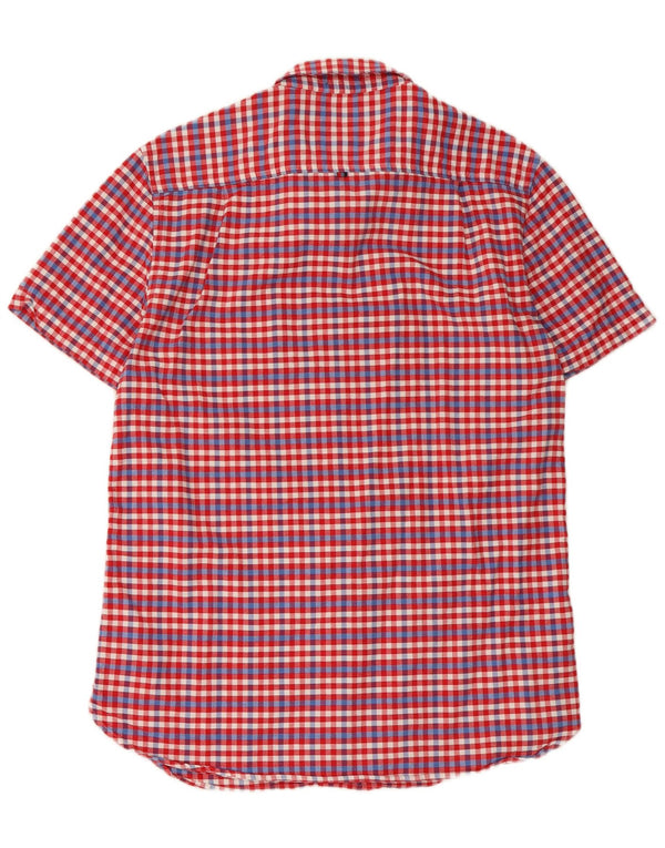 Camisa masculina Superdry de manga curta grande algodão vermelho guingão