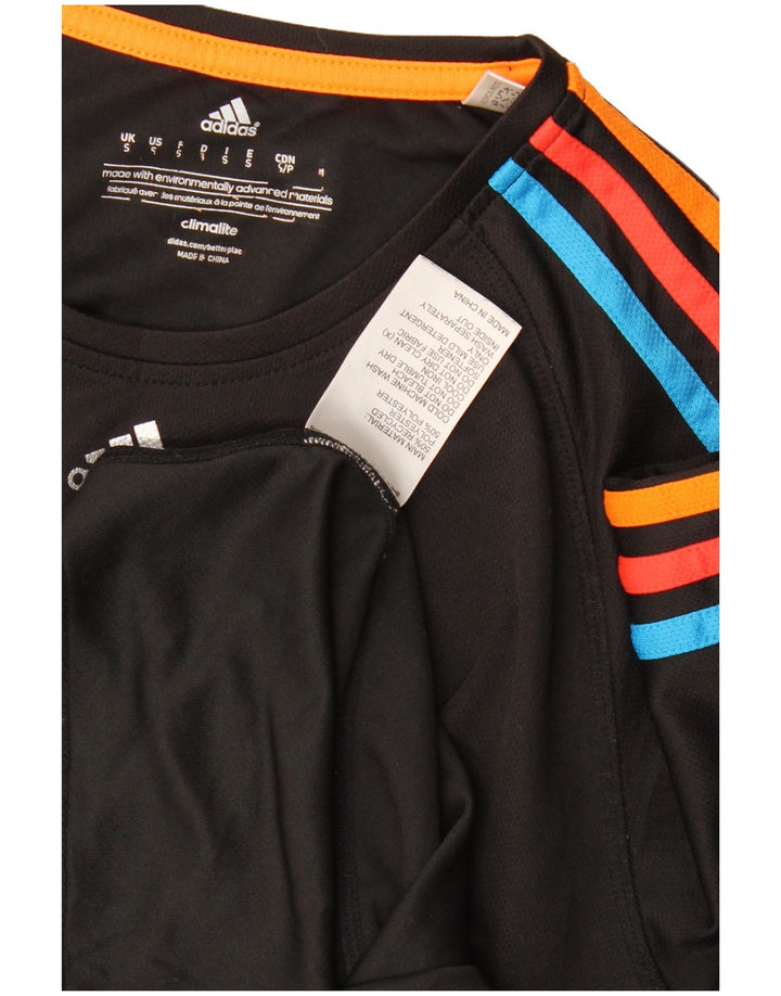 Adidas Mens Climalite Camiseta Top Pequeno Preto Colorblock Poliéster