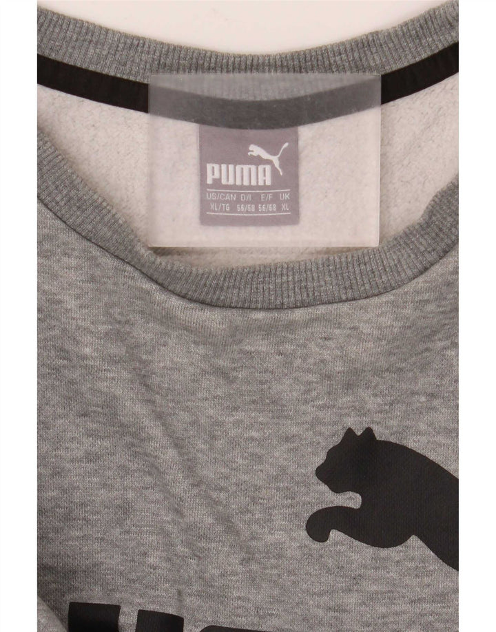 Puma masculino gráfico moletom jumper XL cinza manchado