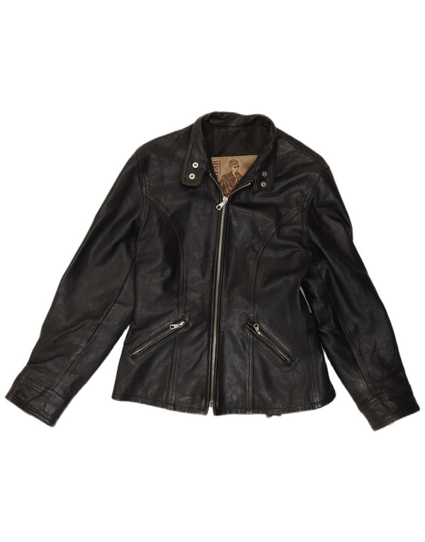Jaqueta de couro feminina Conbipel UK 14 couro preto médio