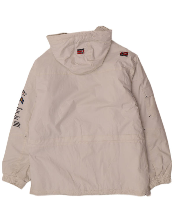 Jaqueta masculina com capuz gráfico Anorak da Geographic Norway UK 42 XL branca