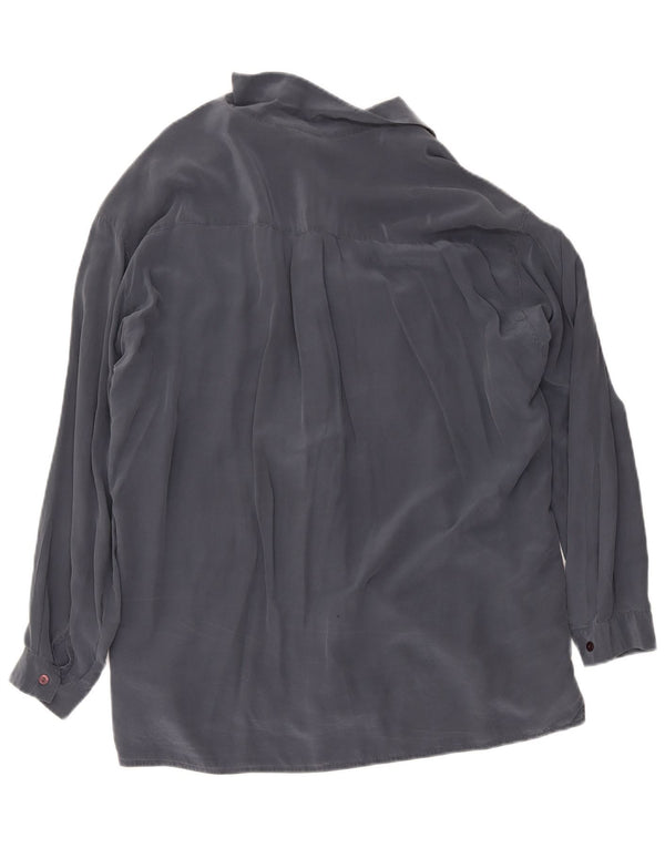 ELENA MIRO camisa feminina grande vestido IT 45 grande seda cinza