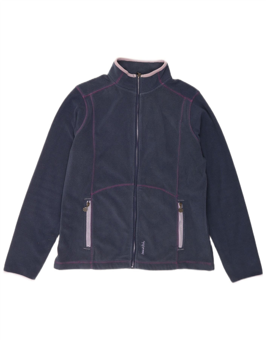 Jaqueta de lã feminina Weird Fish UK 12 poliéster azul marinho médio