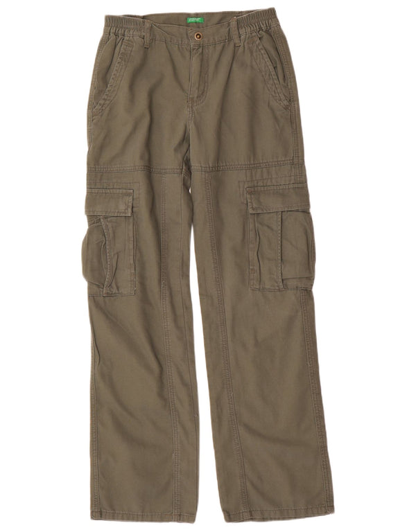 Calças cargo soltas para meninos Benetton 11-12 anos 2XL W28 L31 algodão cáqui
