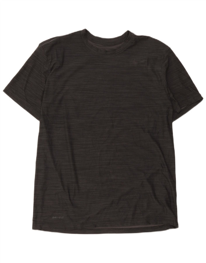 Camiseta masculina Nike Dri Fit grande poliéster listrado preto