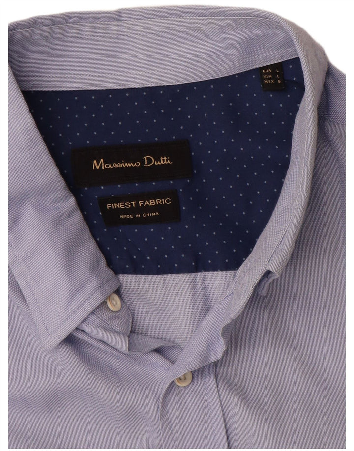 Camisa masculina Massimo Dutti grande algodão azul