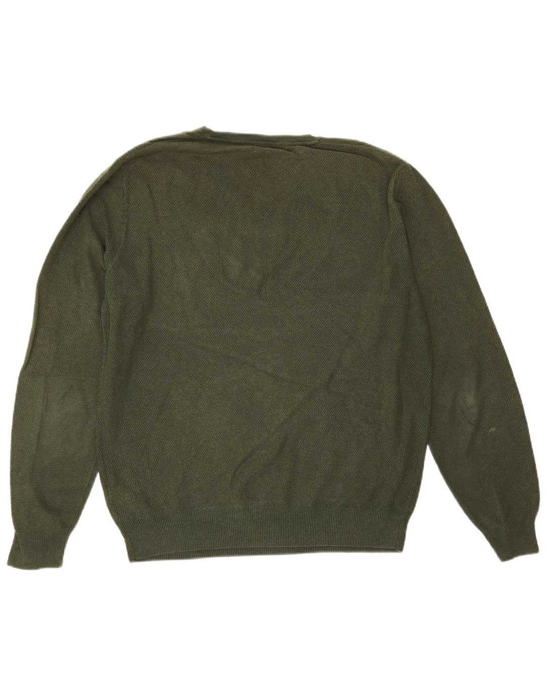 Suéter masculino Massimo Dutti com decote em V, grande algodão verde