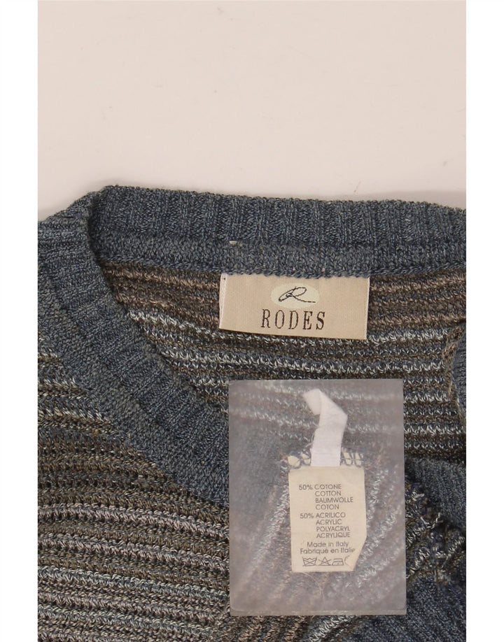 Suéter masculino RODES com gola redonda 2XL algodão listrado multicolorido